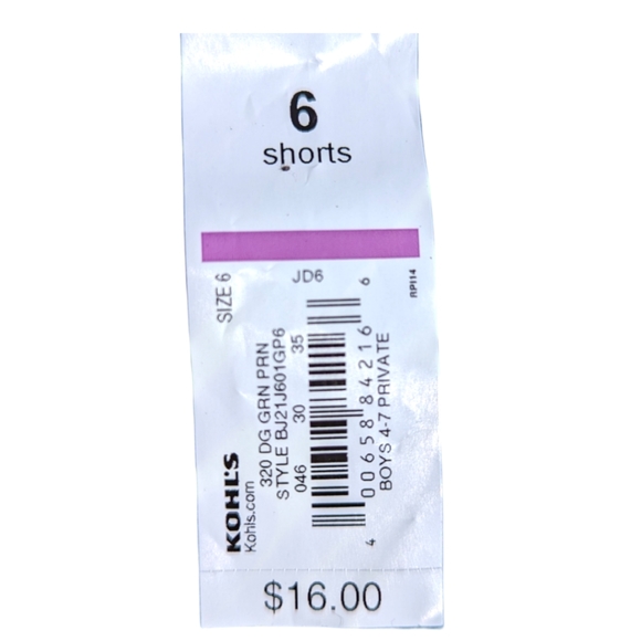 Jumping Beans Boys size 6 Green/Black Active Athletic Short w/Drawstring/Pockets - Picture 6 of 6